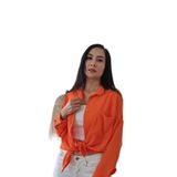 Duygu Dilsiz Kadın Turuncu Ovarsize Uzun Basic Gömlek (turuncu, s)