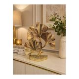 Duygu ve Yaşam Tarzı Odaklı Gold Ginkgo Yaprağı Lüks Dekoratif Metal Biblo Heykel Obje 29 cm x 23 cm