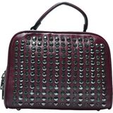 Duygushoesbag Kadın El ve Omuz Çantası Taşlı Fermuarlı Küçük Boy - Kırmızı