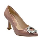 Duygushoesbag Kadın Rugan Güneş Taşlı Stiletto Topuklu Ayakkabı - Somon