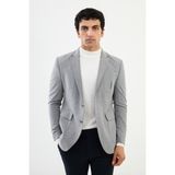 Düz Açık Gri Slim Fit Torba Cep Mono Yaka Punto Dikiş Erkek Ceket - 50