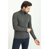 Düz Antrasit Renk Slim Fit Tam Balıkçı Yaka Erkek Kazak