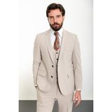 Düz Bej Slim Fit Mono Yaka 4 Drop Klasik Erkek Takım Elbise - 52 - 6 Drop