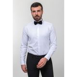 Düz Beyaz Renk Slim Fit Saten Ata Yaka Damatlık Erkek Gömlek