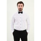 Düz Beyaz Slim Fit Ata Yaka %100 Pamuk Erkek Gömlek