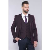 Düz Bordo Slim Fit Yelek Ceket Set | Wessi