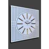 Düz Çizgiler - Beyaz ve Altın - 50 Cm Duvar Saati