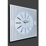 Düz Çizgiler - Beyaz ve Gümüş - 50 Cm Duvar Saati