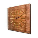Düz Çizgiler - Kahverengi ve Altın - 50 Cm Duvar Saati