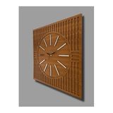 Düz Çizgiler - Kahverengi ve Gümüş - 50 Cm Duvar Saati