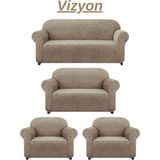 Düz Desen Jakarlı 3311 Koltuk Örtüsü.lastikli Kanepe Çekyat Örtüsü.koltuk Kılıfı Takımı. Vizon (Taş) - 180 x 230 cm