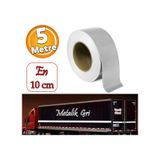 Düz Desensiz En 10 Cm 5 Mt İkaz Bandı Reflektif Metalize Gri Renk Gece Parlayan Reflektörlü Bant