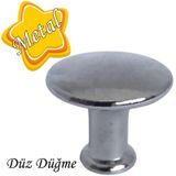 Düz Düğme Krom Kulp Mobilya Çekmece Dolap Kapak Kulbu Metal Kulp Aksesuarları Vidalı