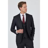 Düz Filafil Mono Yaka Tam Astar Yelekli 6 Drop Slim Fit Takım Elbise 1001250171 - 46 - Koyu Antrasit