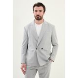 Düz Gri Oversize Geniş Yaka Kruvaze Erkek Takım Elbise - 56 - Açık Gri - 6 Drop