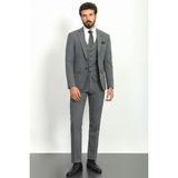 Düz Gri Renk Slim Fit Klasik Erkek Takım Elbise - 46 - 6 Drop