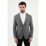 Düz Gri Slim Fit Torba Cep Mono Yaka Punto Dikiş Erkek Ceket - 50