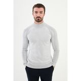 Düz Gri Slim Fit Yarım Balıkçı Yaka Erkek Triko Kazak