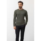 Düz Haki Rengi Slim Fit Erkek Bisiklet Yaka Kazak