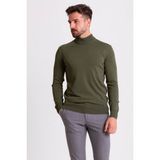 Düz Haki Rengi Slim Fit Erkek Yarım Balıkçı Yaka Kazak - XL