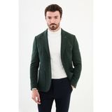 Düz Haki Slim Fit Torba Cep Mono Yaka Yün Erkek Ceket - 52
