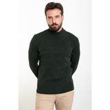 Düz Haki Slim Fit Yarım Balıkçı Yaka Yün Erkek Triko Kazak