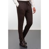 Düz Kahverengi Super Slim Fit Beli Lastikli İpli Erkek Pantolon - 31