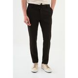 Düz Kahverengi Super Slim Fit Beli Lastikli İpli Erkek Pantolon - 38