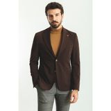 Düz Kahverengi Torba Cep Slim Fit Mono Yaka Klasik Erkek Ceket - 46