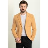 Düz Kamel Rengi Slim Fit Torba Cep Mono Yaka Erkek Ceket - 48