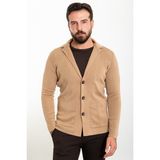 Düz Kamel Slim Fit Torba Cep Yün Erkek Triko Ceket