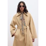 Düz Kapamalı Kaşe Kaban Camel - S - M