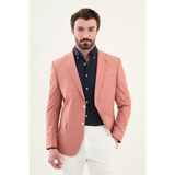 Düz Kiremit Slim Fit Mono Yaka Keten Erkek Ceket - 46