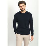 Düz Lacivert Renk Slim Fit Erkek Bisiklet Yaka Kazak