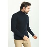 Düz Lacivert Renk Slim Fit Tam Balıkçı Yaka Erkek Kazak