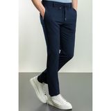 Düz Lacivert Renk Super Slim Fit İpli Erkek Pantolon - 32