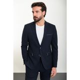 Düz Lacivert Slim Fit Mono Yaka Fermuarlı Erkek Takım Elbise - 52 - 6 Drop
