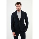Düz Lacivert Slim Fit Torba Cep Mono Yaka Yün Erkek Ceket - 48