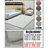 Düz Model Kumaştan Welsoft Lastikli Halı Örtüsü - Krem - 150 x 230 cm