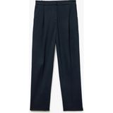 Düz Paça Beli Lastikli Pileli Kumaş Pantolon - Lacivert - Regular - 36