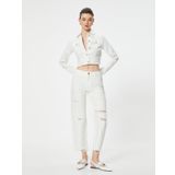 Düz Paça Yırtık Kot Pantolon Cepli - Eve Straight Jeans