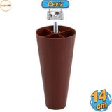 Düz Plastik Ayak 14 Cm Mobilya Yükseltici Sehpa Kanepe Tv Ünitesi Koltuk Ayağı Baza Ayakları Ceviz