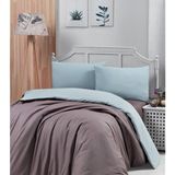 Düz Renk Cift Taraflı Akfil 64 Tel Nevresim Takımı - 200 x 220 cm - Koyu Gül Kurusu - Su Yeşili
