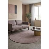 Düz Renk Çizgili Nar Yumuşak Dokulu Akrilik Oval Halı Nr01 Bej