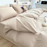 Düz Renk Nevresim Takımı Üç Parçalı Set - 150 x 200 cm - Açık Kahverengi