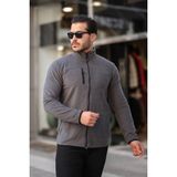 Düz Renk Polar Ceket - Gri - M