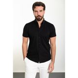 Düz Siyah Slim Fit Kısa Kollu Erkek Gömlek