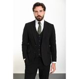 Düz Siyah Slim Fit Mono Yaka 4 Drop Klasik Erkek Takım Elbise - 56 - 6 Drop