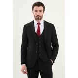 Düz Siyah Slim Fit Mono Yaka Erkek Takım Elbise - 46 - 6 Drop