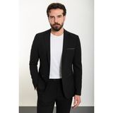 Düz Siyah Slim Fit Mono Yaka Fermuarlı Erkek Takım Elbise - 54 - 6 Drop